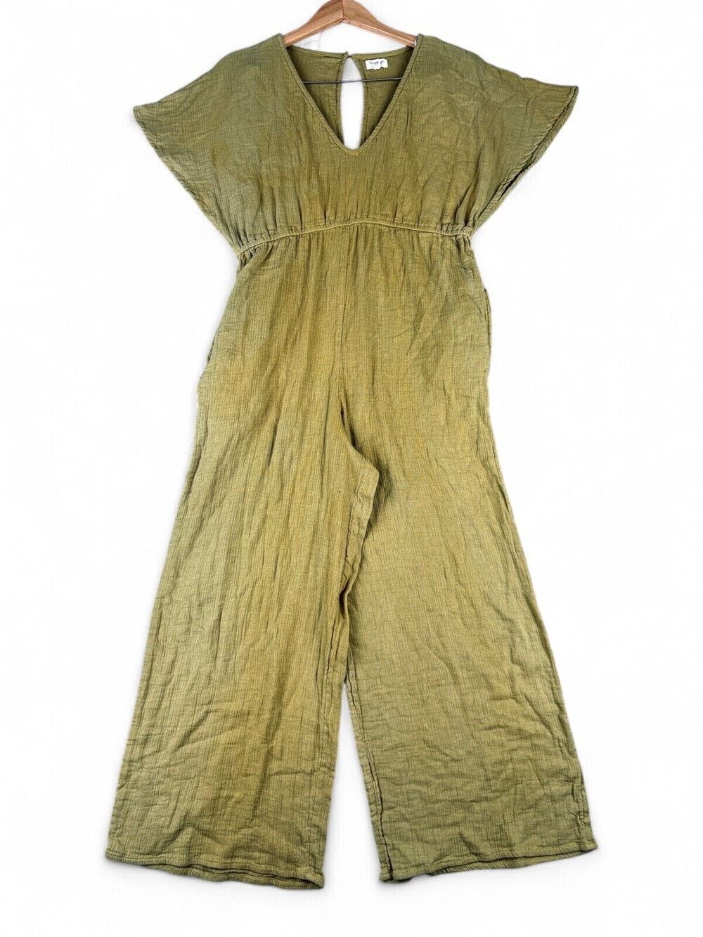 World Market Olive Green Wide-Leg Jumpsuit L/XL